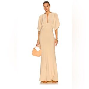 NORMA KAMALI movie maxi dress NWT gold blonde stretch L40